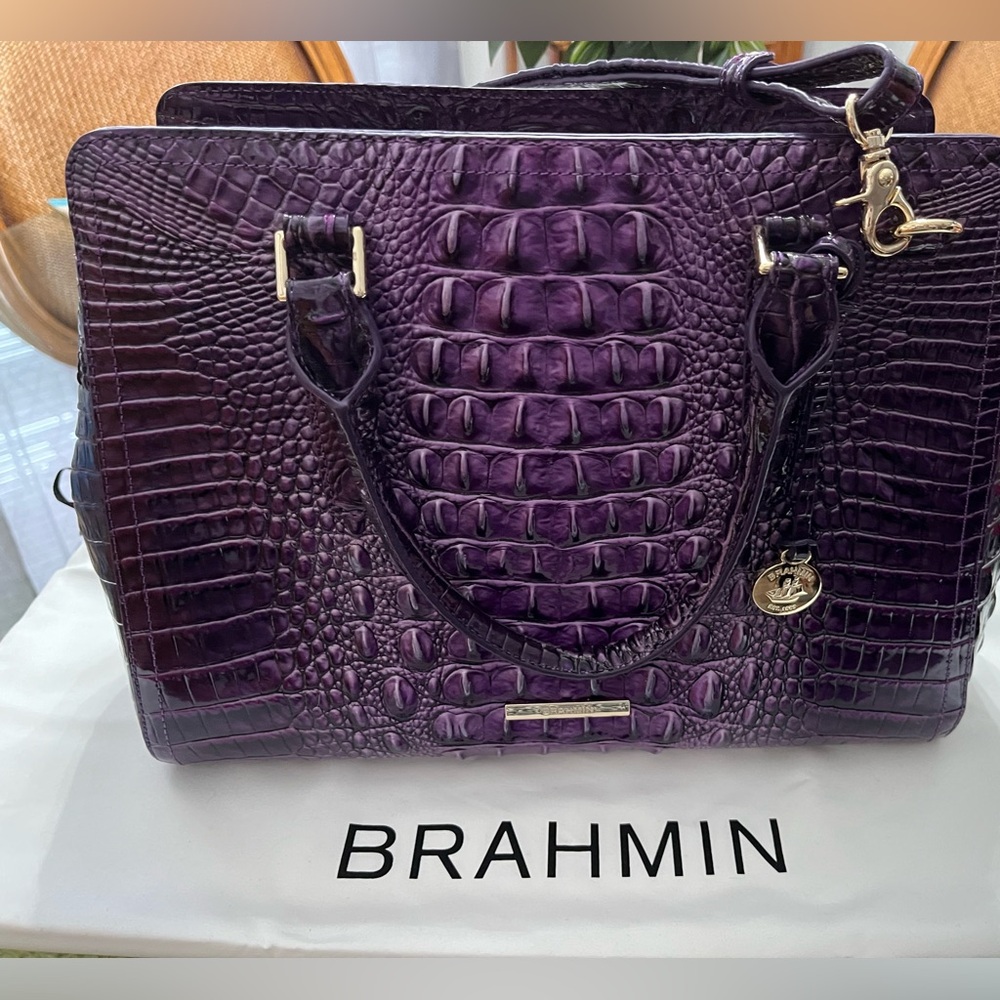 Pre-owned Brahmin Small Finley Ultraviolet Ombre Melbourne Gently Used